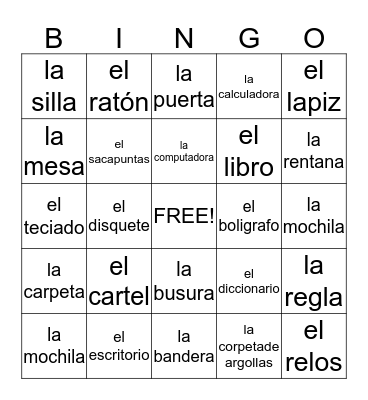 En el Salón de Clases Bingo Card