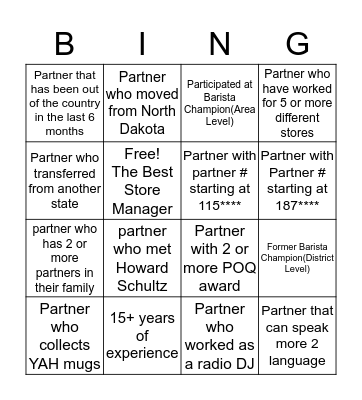Getting To Know Your Partners! :) Bingo Card