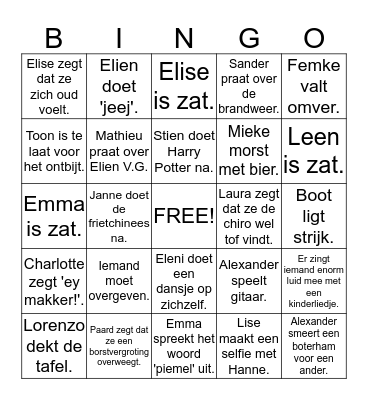 PIETER-JAN Bingo Card