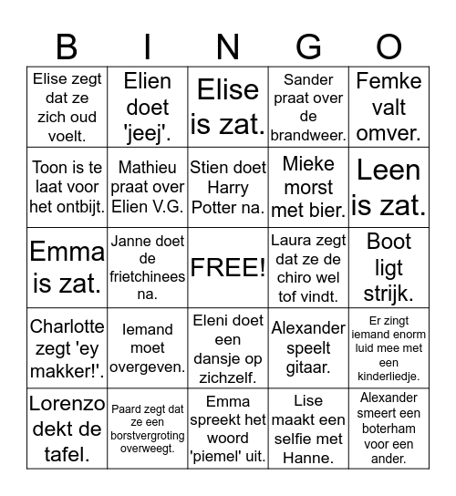 PIETER-JAN Bingo Card