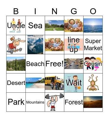 I'm going to the _______ . Bingo Card