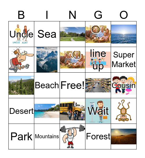 I'm going to the _______ . Bingo Card