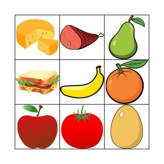 Food Bingo Card