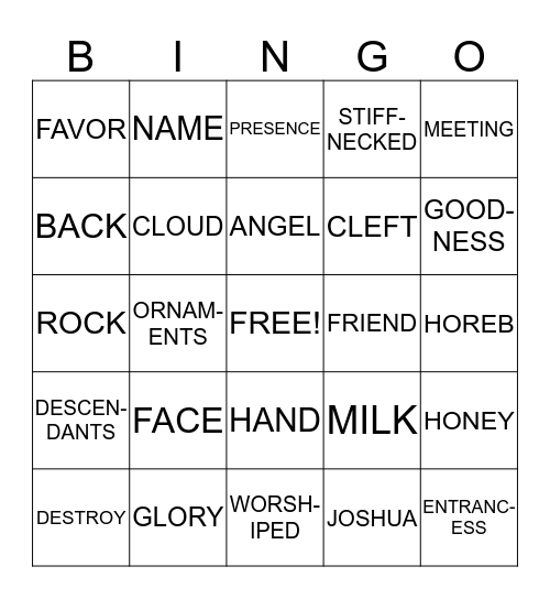 EXODUS 33 Bingo Card
