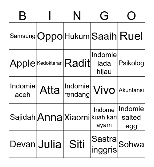 Jodoh Ten Wayv Bingo Card