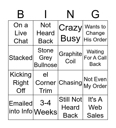 Cladco Bingo Card
