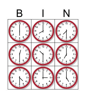 Time Bingo  Bingo Card