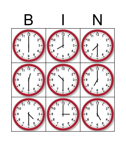 Time Bingo  Bingo Card