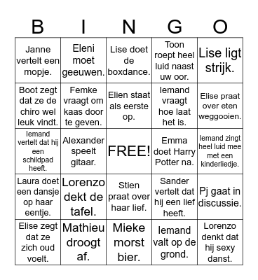 HANNE Bingo Card