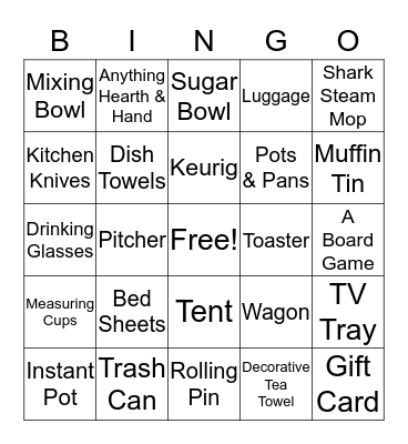 Bridal Bingo Card