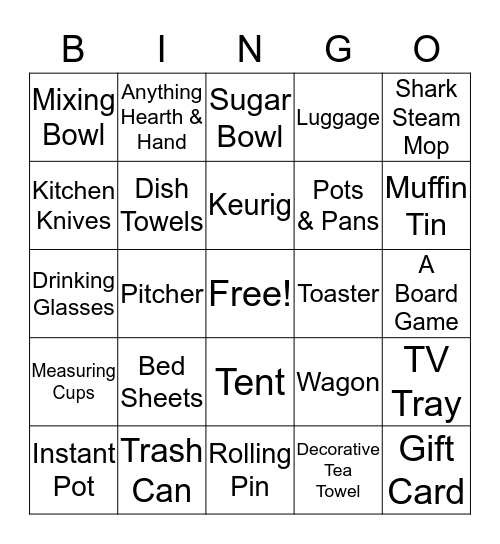 Bridal Bingo Card