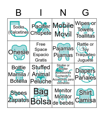 Melody's Baby Shower Gifts Bingo Card