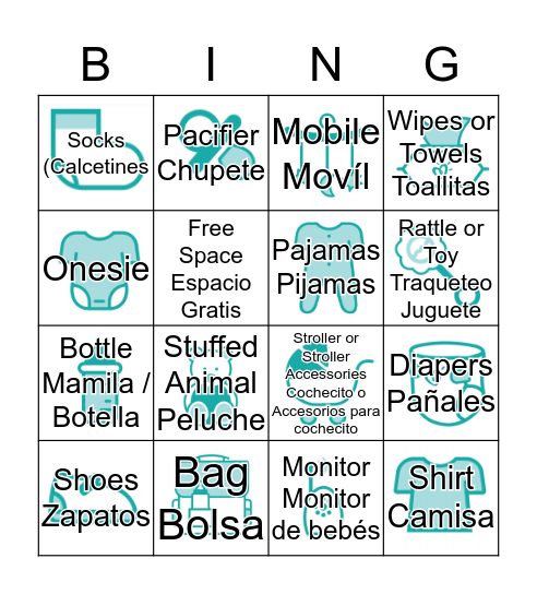 Melody's Baby Shower Gifts Bingo Card