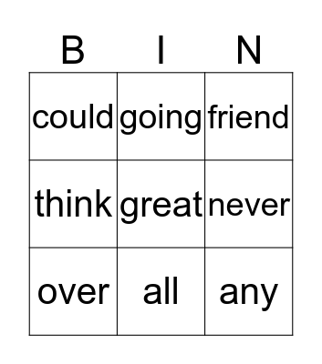 Untitled Bingo Card