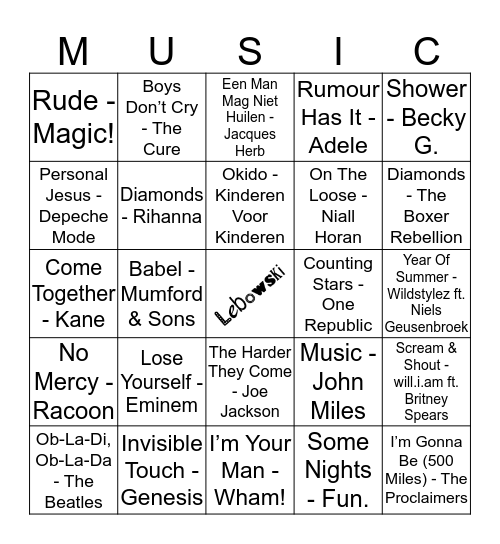 112 Bingo Card