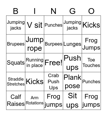 Fitness bingo Card
