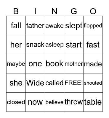 Wide Awake!  BINGO Card