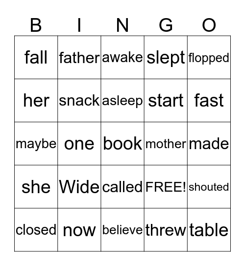 Wide Awake!  BINGO Card