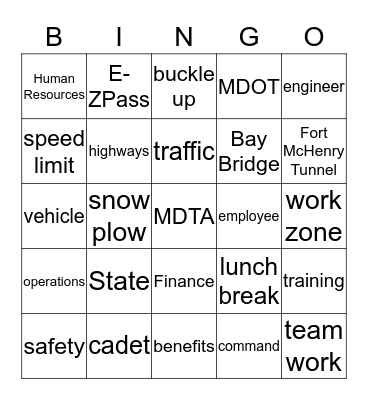 MDTA BINGO Card