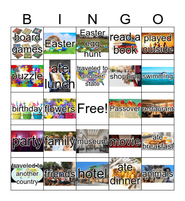 Spring Break  Bingo Card