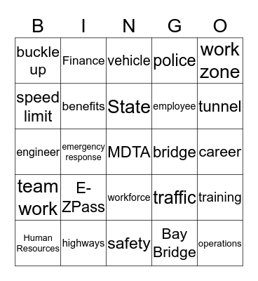 MDTA BINGO Card