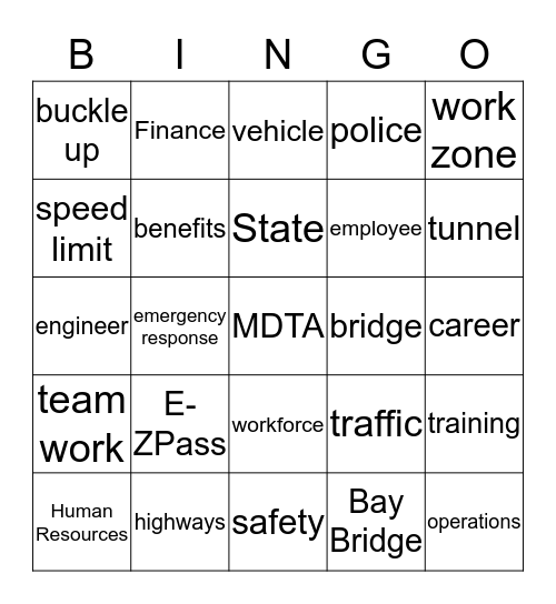 MDTA BINGO Card