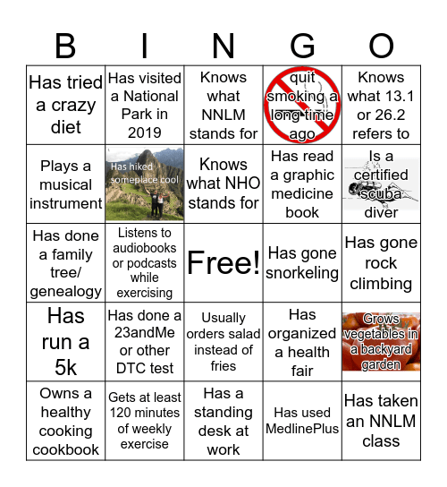 Healthy Bingo Card