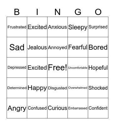 Emotions Bingo! Bingo Card