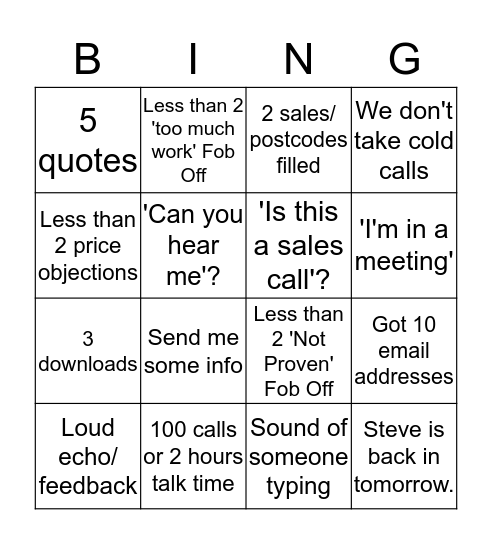 The Perfect Day Bingo Card