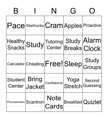 EXAM JAM BINGO  Bingo Card