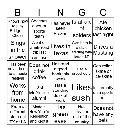 Untitled Bingo Card