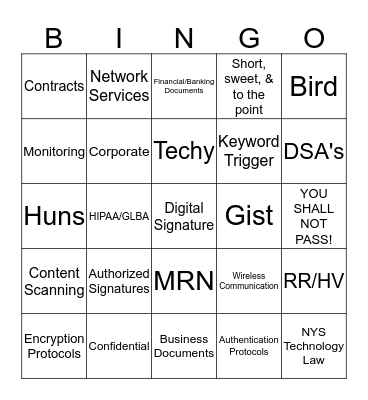 RHIO BINGO Card