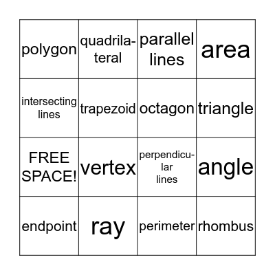 Geometry BINGO Card