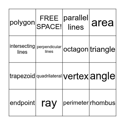 Geometry BINGO Card