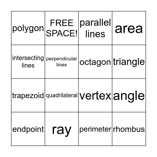 Geometry BINGO Card