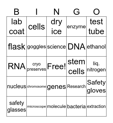 Science Bingo Card