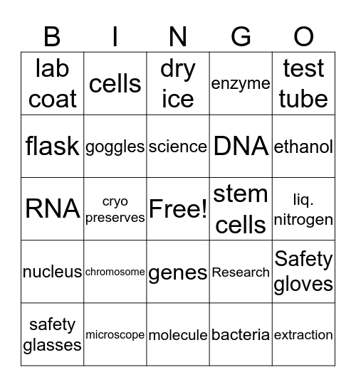Science Bingo Card