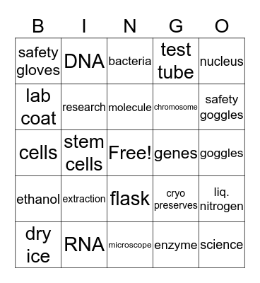 Science Bingo Card