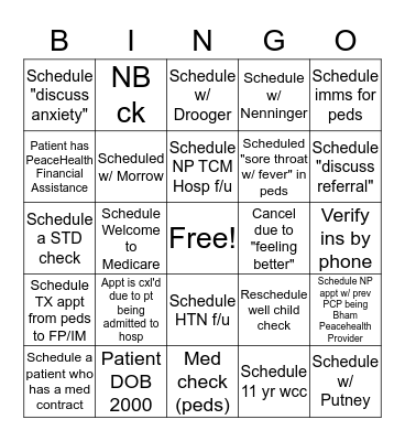 Call Center Bingo Card