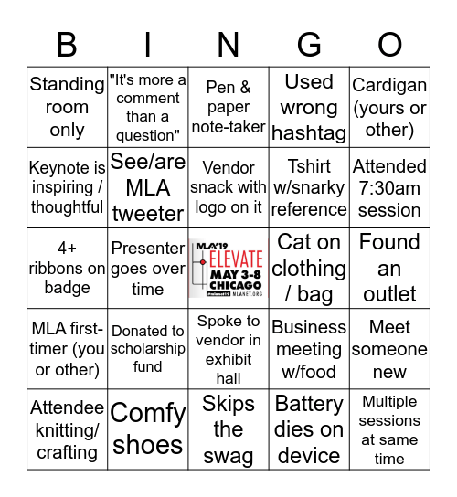 MLA'19 Bingo Card