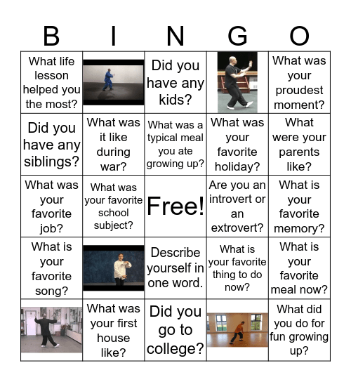 Example Bingo Card
