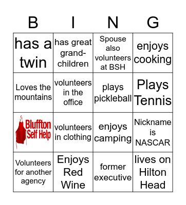 BSH VOLUNTEER BINGO Card