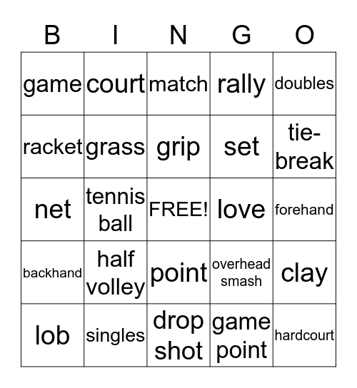 SERVES YOU RIGHT TENNIS BINGO! Bingo Card