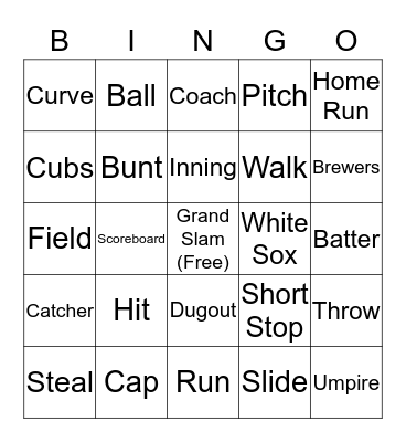 Lighthouse Baseball Bingo Card