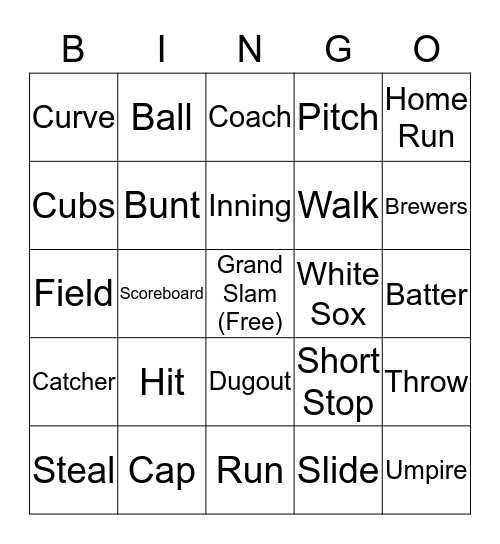 Lighthouse Baseball Bingo Card
