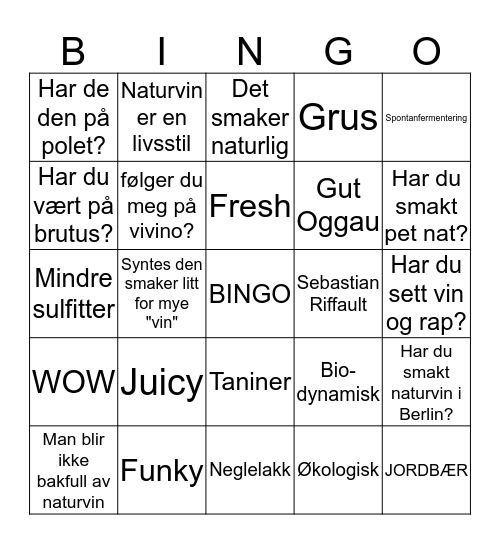Liggebingo Card