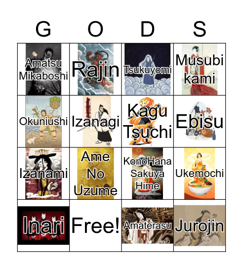 Shinto Gods/Goddesses Bingo Card