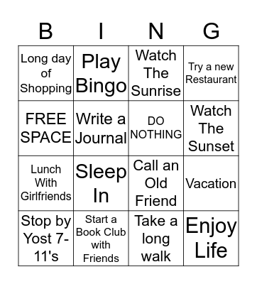 Retirment Bingo Card