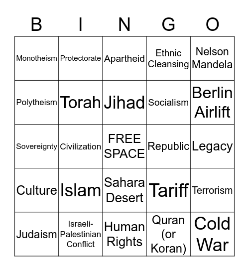 Perspectives on the Present & General Terms -Part 2 Bingo Card