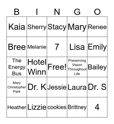 Staff Bingo Card